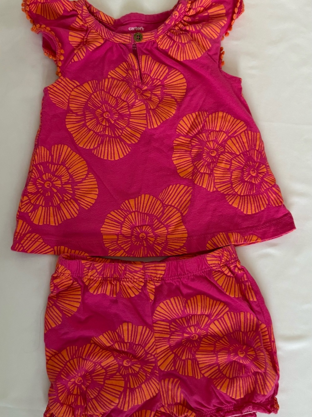 Carter's Pink and Orange Floral Short Sleeve Top & Shorts Set